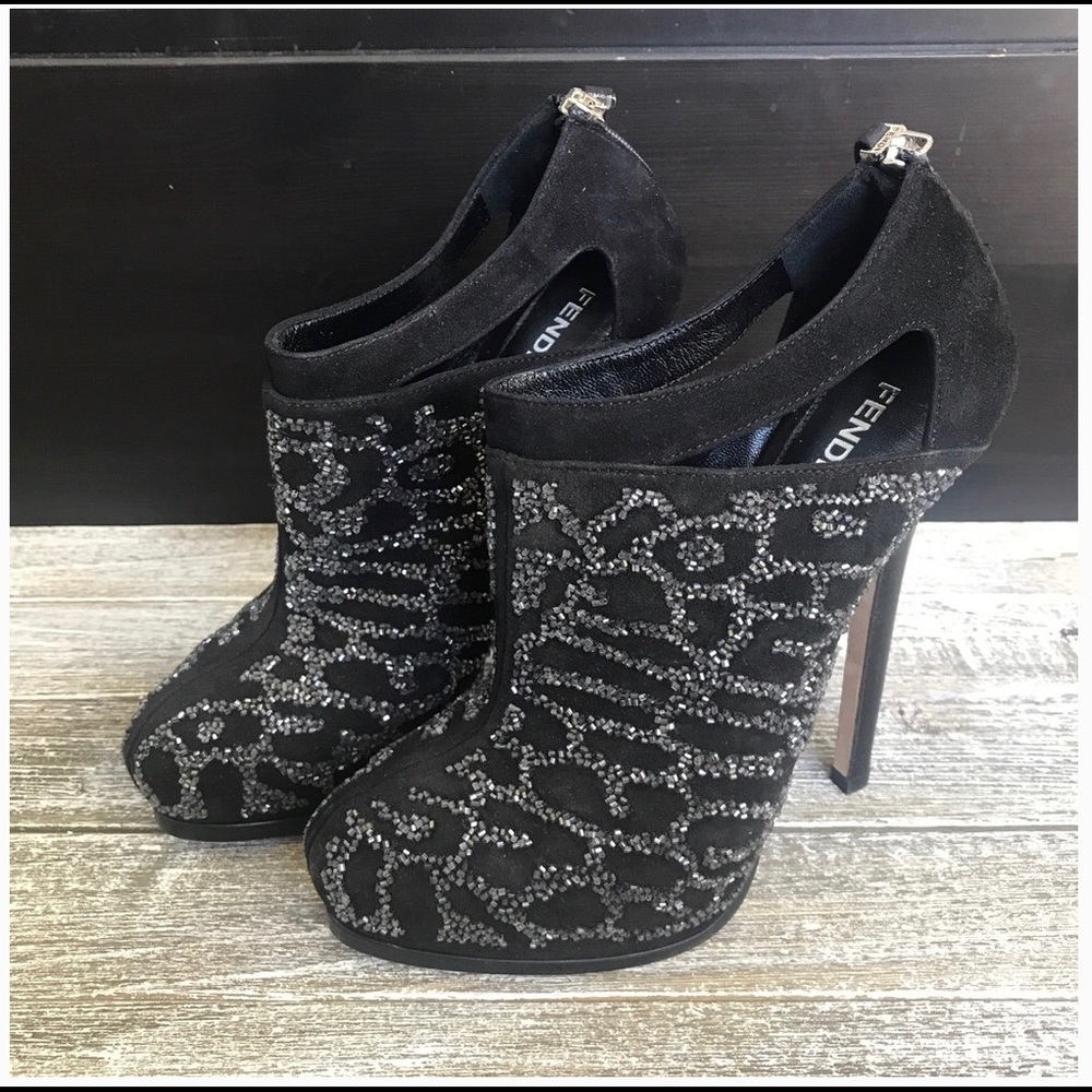 FENDI Black Sparkle Booties NWT Size 7.5